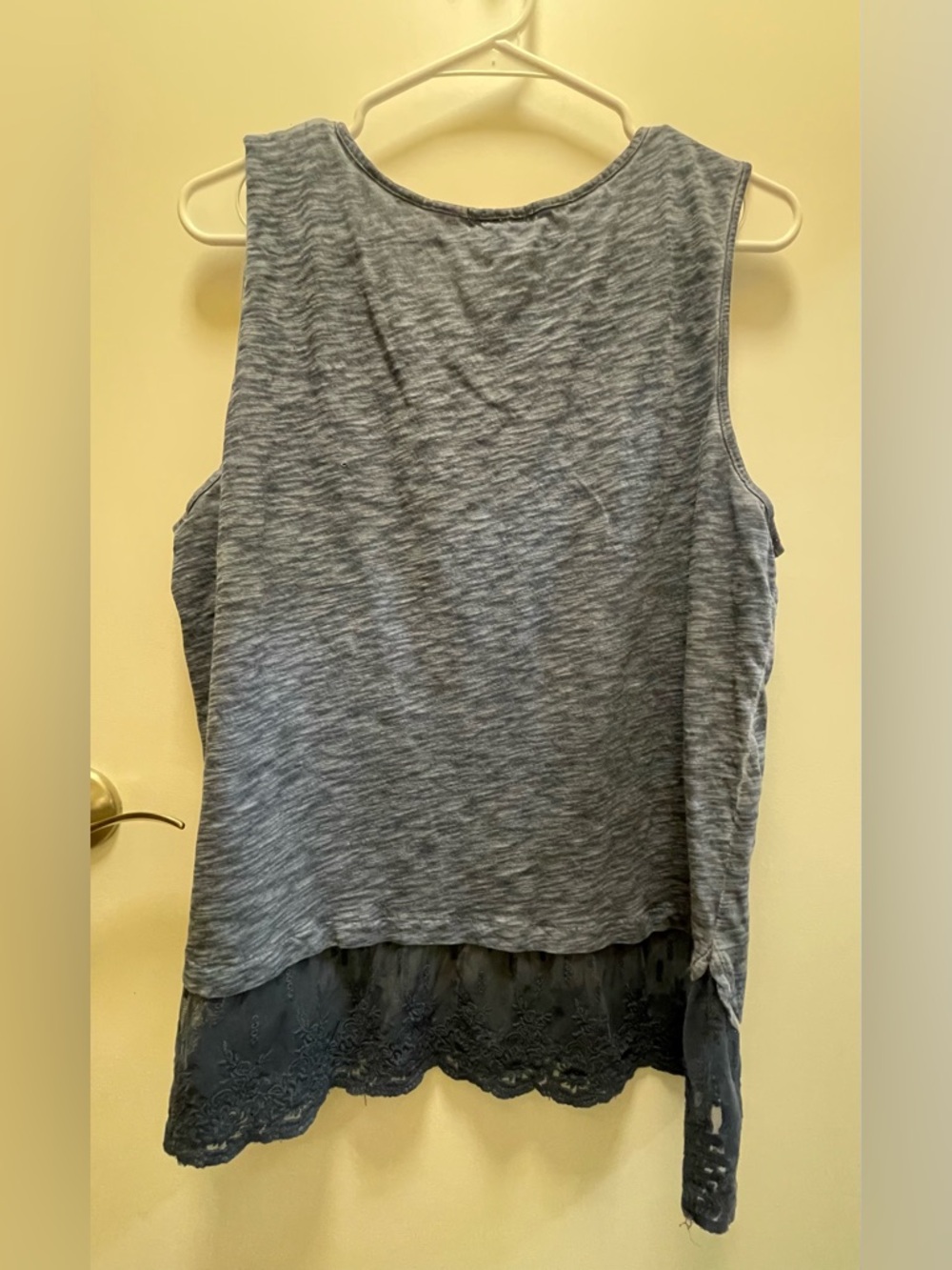 Style & Co. Blue / Gray Tank with Lace Hem / X-Large